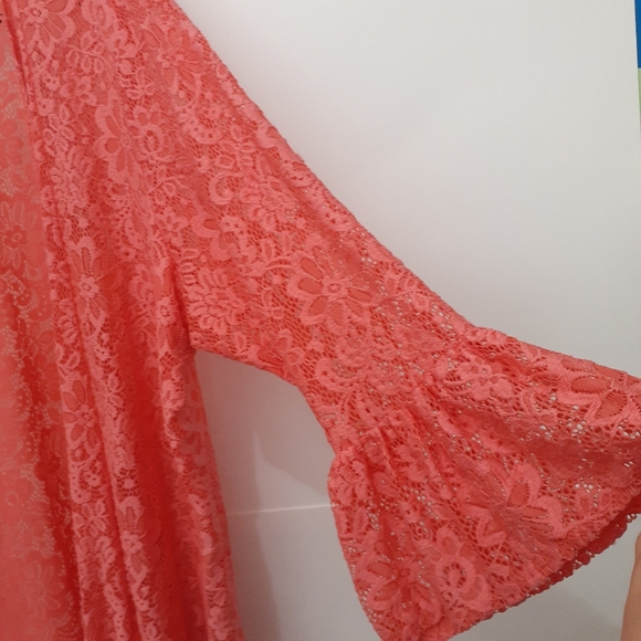 🌺Slinky Brand Coral Floral Lace Kimono - Picture 3 of 6